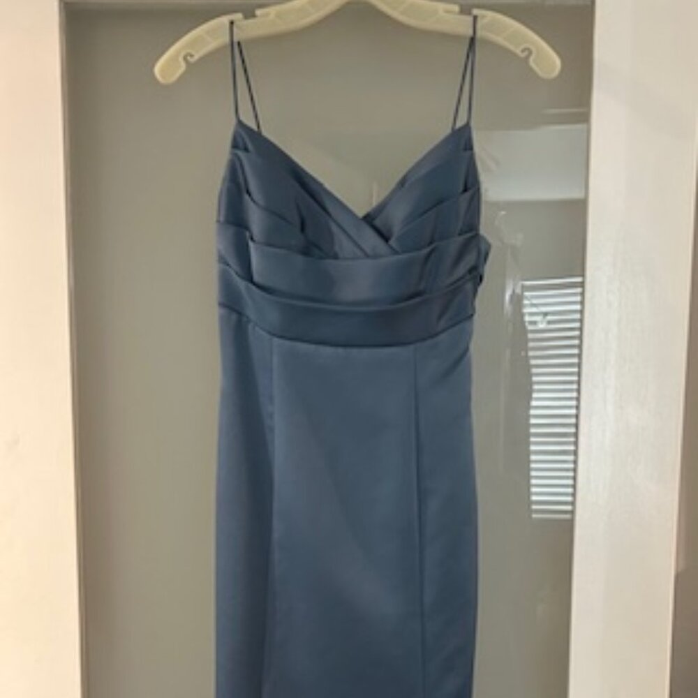 Blue Satin Floor Length Gown - Picture 1 of 3